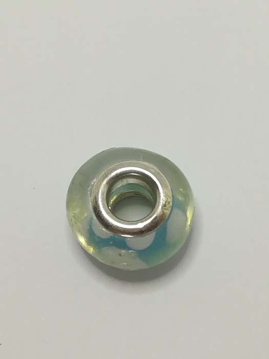 Bead Fitting Pandora Murano-Type Glass Light Blue White Clouds