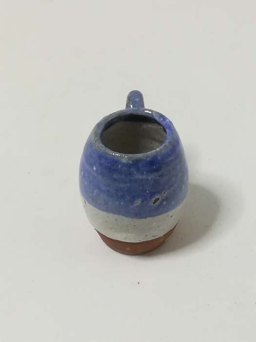 Miniature Brown, White, Blue Striped Coffee Mug