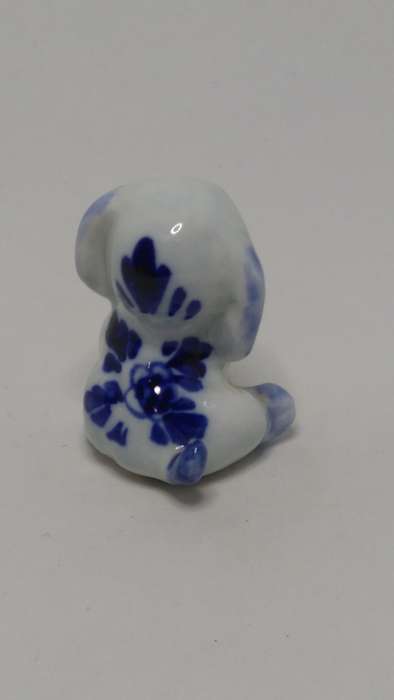 Miniature Ceramic Blue & White Delft Style Puppy (Elesva Holland) (Miniature, suitable for printe...