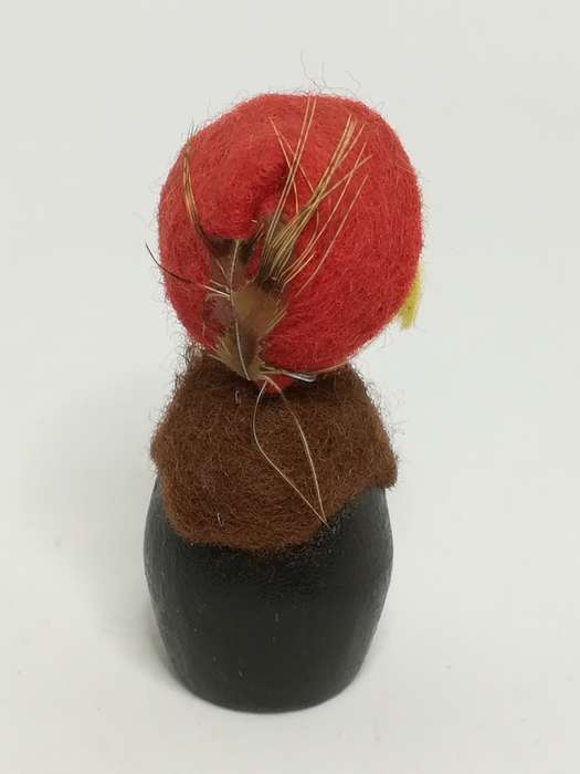 Miniature Wooden Doll Dressed in Brown Outfit & Red Hemp (Miniature, suitable for printer's tray)