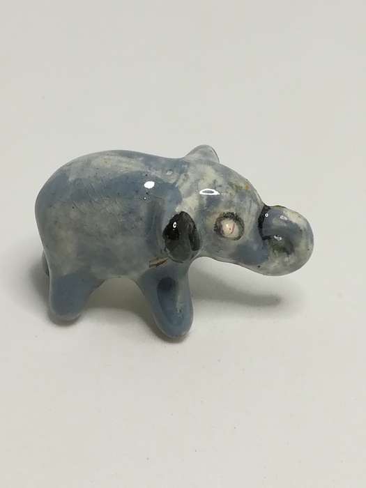 Miniature Ceramic Glazed Blue & White Elephant (Miniature, suitable for printer's tray)