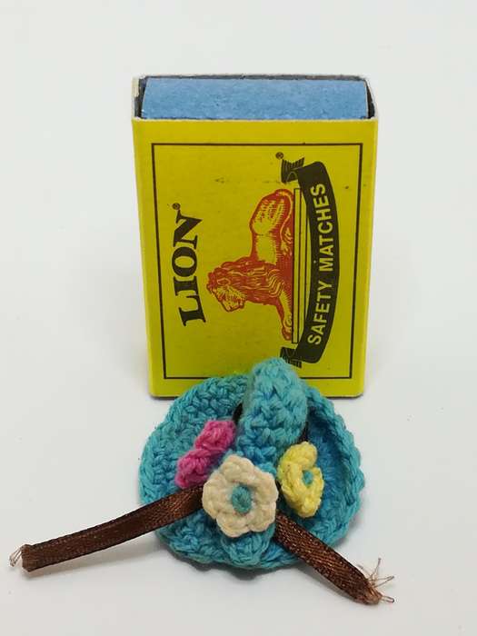 Miniature Blue Wool Knitted Straw Hat (Miniature, suitable for printer's tray)