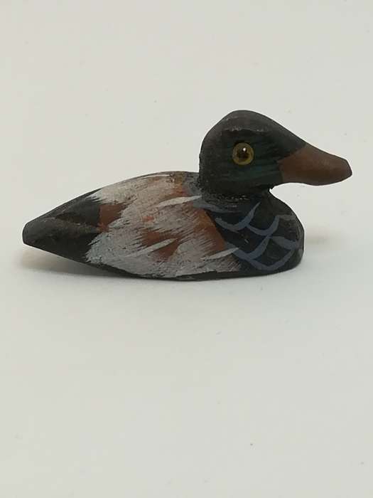 Miniature Green, Brown & White Wooden Duck (Miniature, suitable for printer's tray)