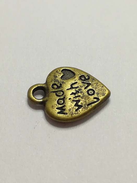 Charm Dangle: 'Brass' Made With Love Heart