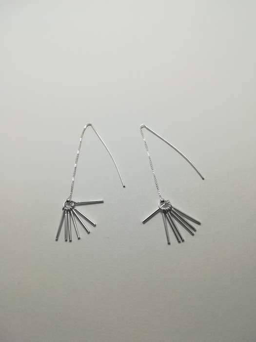 Sterling Silver Tassel Bars Threader Earrings
