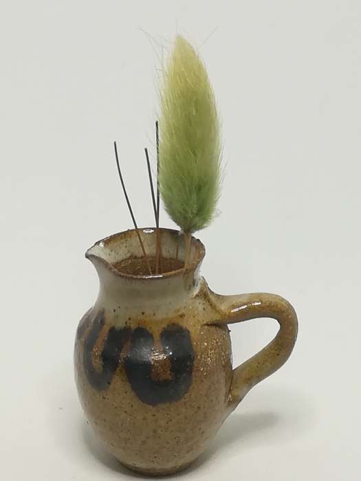 Miniature Ceramic Flower Jug with Feathery Grass Flower
