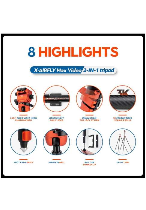 Fotopro x-Airfly Max Video Camera /Phone Tripod Stand/ Monopod Stand