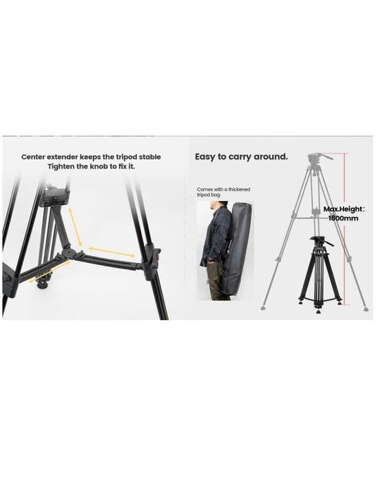 Fotopro Aluminium Heavy-Duty Fluid Head Video Tripod Stand - DV-2