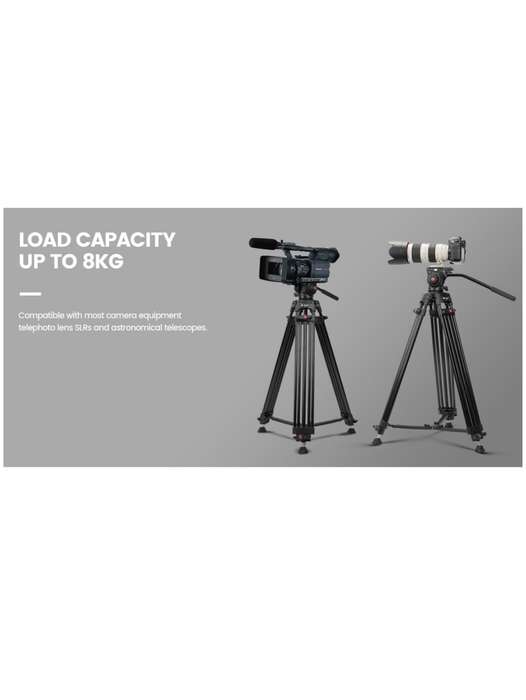 Fotopro Aluminium Heavy-Duty Fluid Head Video Tripod Stand - DV-2