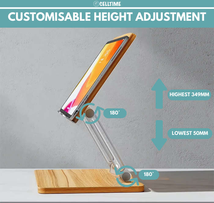 CellTime Ergonomic Foldable Height & Angle Adjustable Wooden Laptop Stand