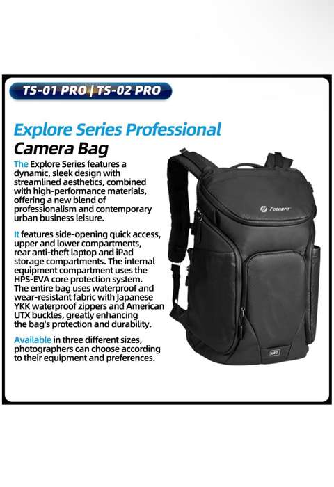 Fotopro Lightweight Professional Photography Backpack Camera Bag -TS-01 Pro