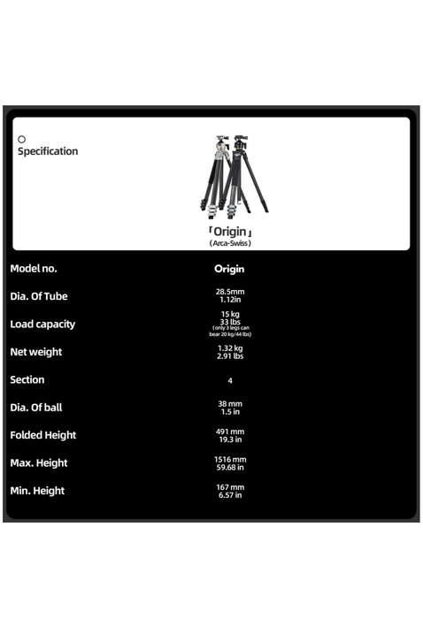 Fotopro Carbon Fiber Lightweight Camera Tripod Stand - Origin+O-7HS
