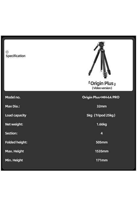 Fotopro Heavy-Duty Fluid Head Video Tripod Stand - Origin Plus Video