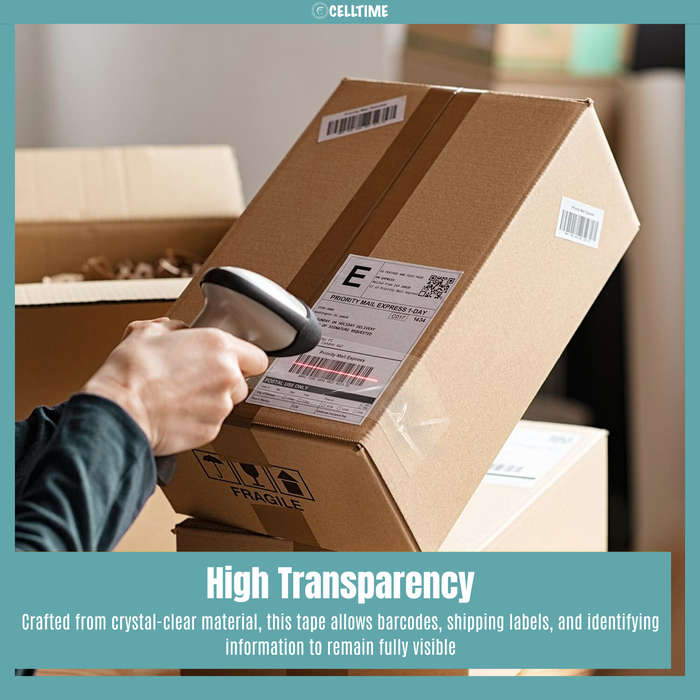 CellTime Heavy-Duty Clear Packaging Buff Tape (48mm x 100m) - 5 Rolls