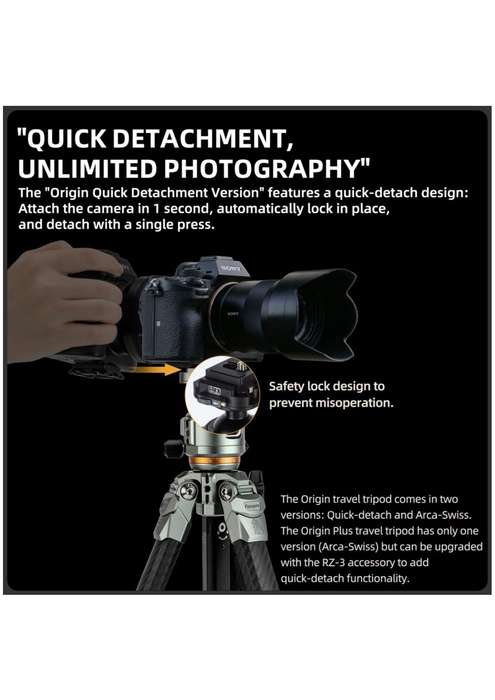 Fotopro Carbon Fiber Lightweight Camera Tripod Stand - Origin+O-7HS
