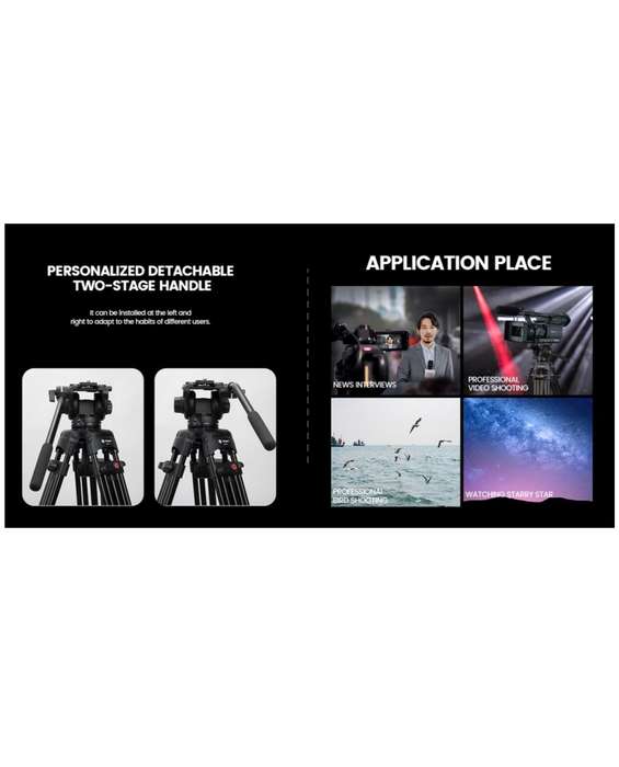 Fotopro Aluminium Heavy-Duty Fluid Head Video Tripod Stand - DV-2
