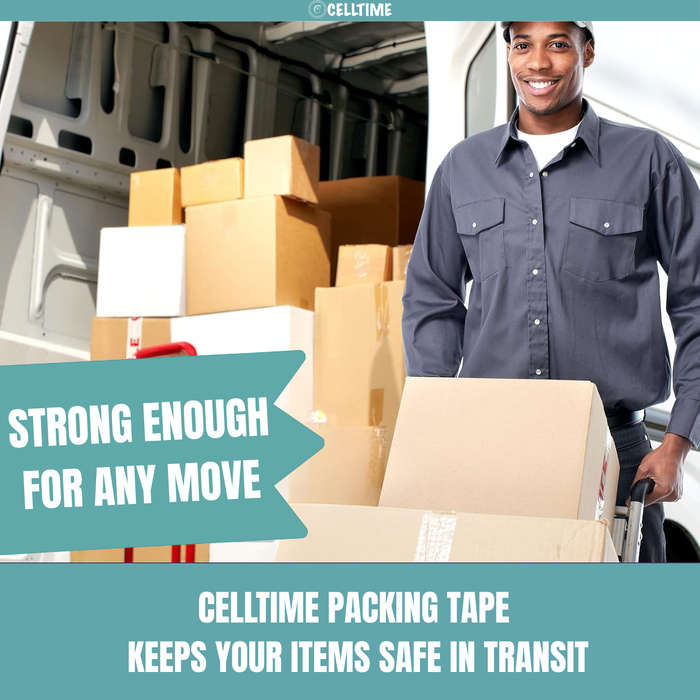 CellTime Heavy-Duty Clear Packaging Buff Tape (48mm x 100m) - 5 Rolls