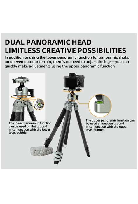 Fotopro Carbon Fiber Lightweight Camera Tripod Stand - Origin+O-7HS