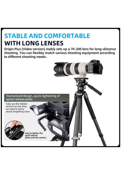 Fotopro Heavy-Duty Fluid Head Video Tripod Stand - Origin Plus Video