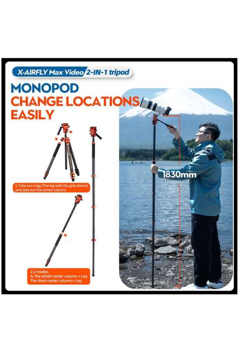 Fotopro x-Airfly Max Video Camera /Phone Tripod Stand/ Monopod Stand