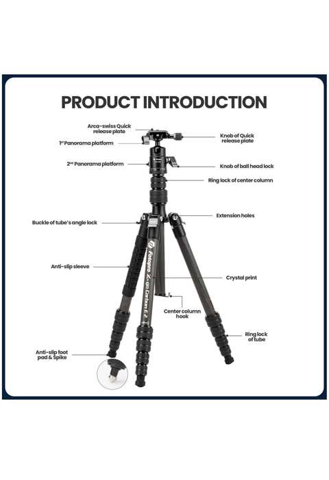Fotopro Professional Lightweight Camera Tripod Stand - X-GO CARBON E+42QP