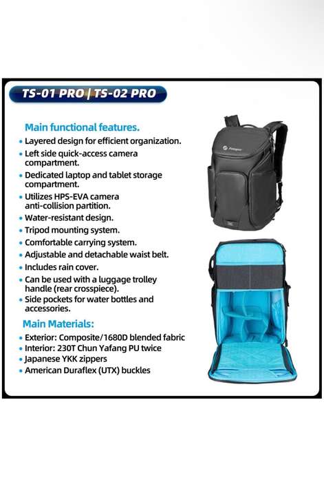Fotopro Lightweight Professional Photography Backpack Camera Bag -TS-01 Pro