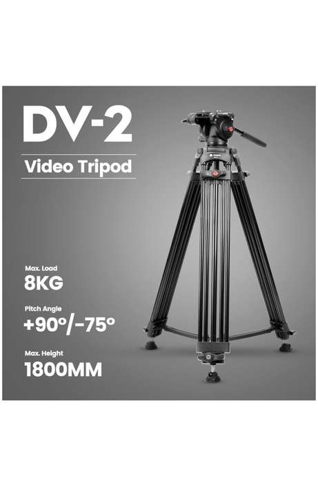 Fotopro Aluminium Heavy-Duty Fluid Head Video Tripod Stand - DV-2