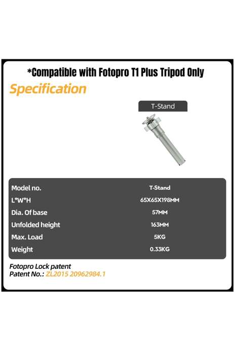 Fotopro T-Stand Lightweight Portable Stand Compatible with Fotopro T1 Plus Tripod