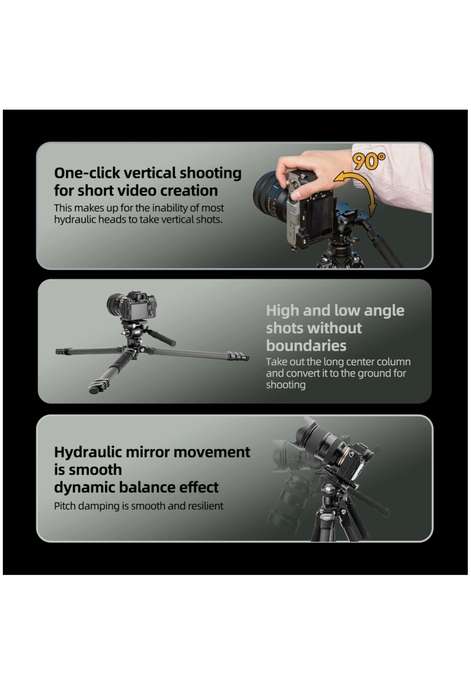 Fotopro Heavy-Duty Fluid Head Video Tripod Stand - Origin Plus Video