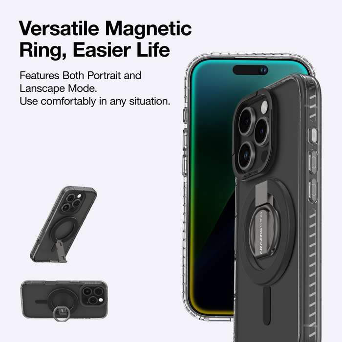 AMAZINGTHING Titan Pro Mag Grip Ring Set Case for iPhone 16/16 Plus/16 Pro/16 Pro Max MagSafe Cover