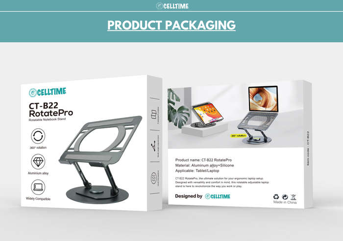 CellTime RotatePro Ergonomic Rotatable Adjustable Aluminium Laptop Stand