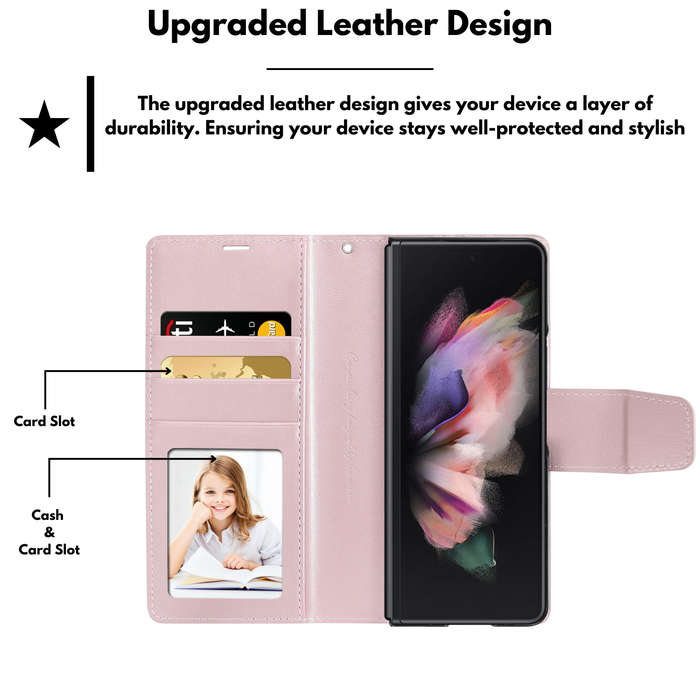 Hanman Classic Flip Leather Wallet Cover for Samsung Galaxy Z Fold 3