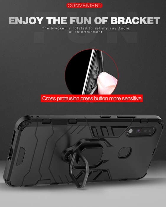 Galaxy A21s Shockproof Black Panther Magnetic Ring Stand Cover