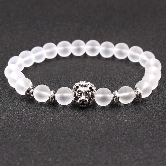 Argent Craft Frosted Glass Stone with Silver Lion