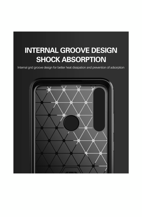 Huawei Y6P Shockproof Carbon Fiber Design Cover- Black