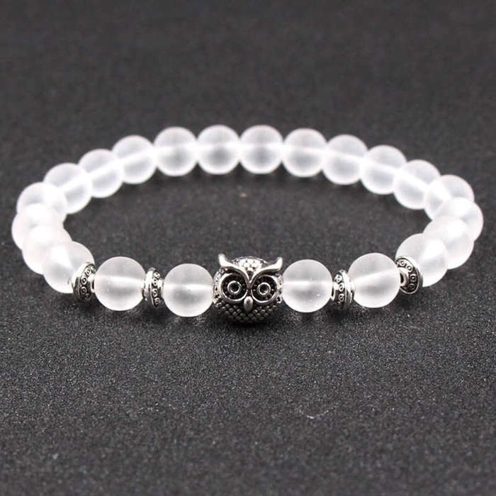 Argent Craft Frosted Glass Stone with Silver Owl