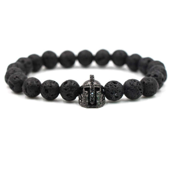 Argent Craft Natural Lava Stone With Black Knight Helmet