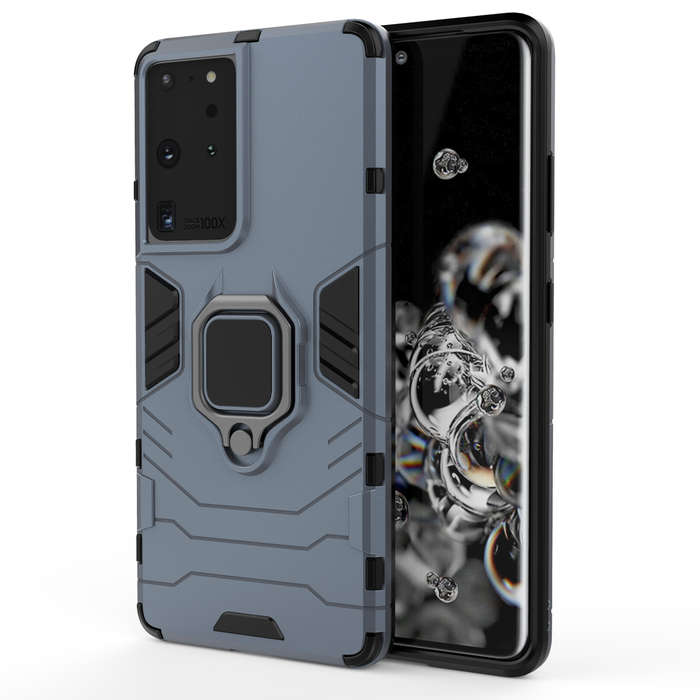 CellTime Galaxy S21 Ultra Shockproof Black Panther Magnetic Ring Stand Cover
