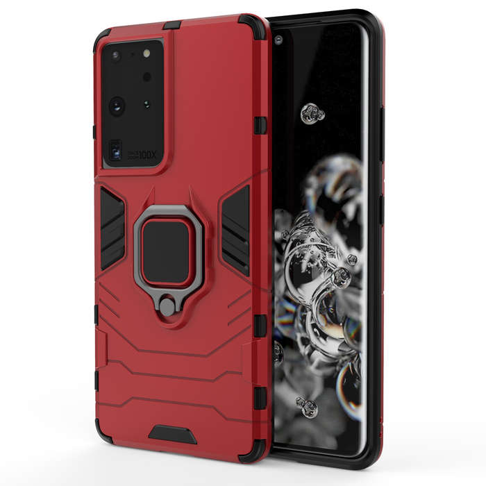 CellTime Galaxy S21 Ultra Shockproof Black Panther Magnetic Ring Stand Cover