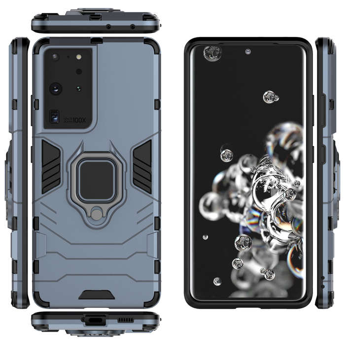 CellTime Galaxy S21 Ultra Shockproof Black Panther Magnetic Ring Stand Cover