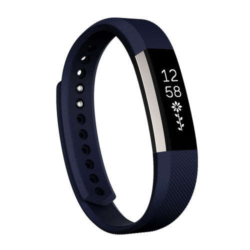 For Fitbit Alta Watch Oblique Texture Silicone Watchband Small Size Length: about 18.5cm(Dark Blue)