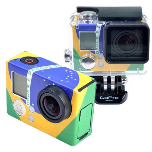 Retro Brazil Flag Pattern Case Sticker for GoPro Hero 3+ / 3