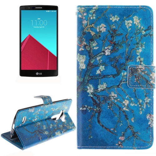 Plum Pattern Double print Leather Case with Holder & Card Slot & Wallet for LG G4 / H815