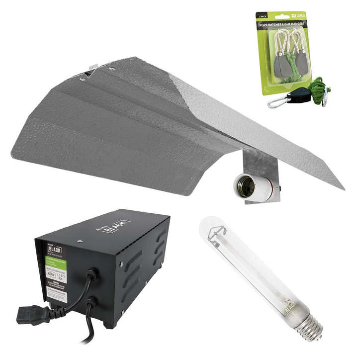 LUMii BLACK 600W Complete Kit with Reflector, Magnetic Ballast, Rope Ractchets and Lamp - Hydropo...