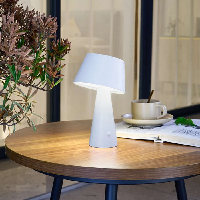 Fuji White Solar LED Table Lamp - Rechargeable & Dimmable