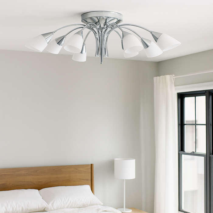 Satin Chrome Flush Mount Pendant