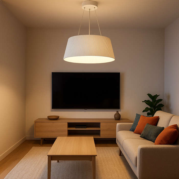White Metal and Acrylic LED Pendant with Remote Control