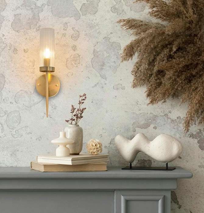 Airlux Fluted Antique Brass Wall Light