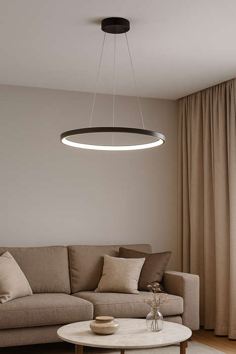 Black LED Ring Pendant Light