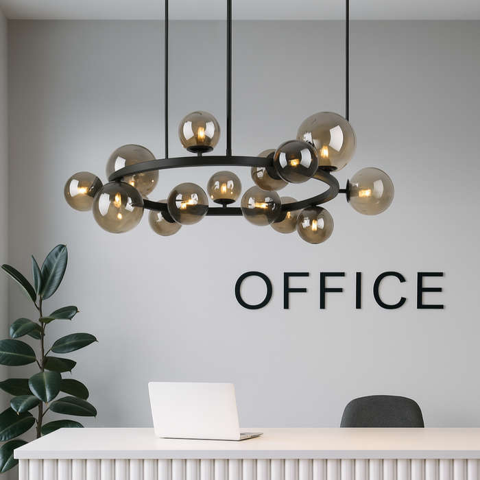Nebula Metal Pendant with Smoke Colour Glass